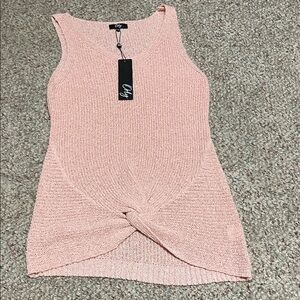Orly gathered waist Pink Knit long Tank Top- nwt
